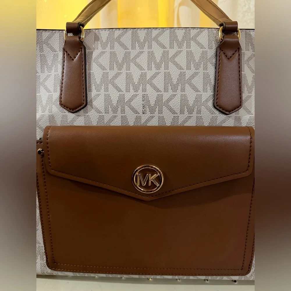 Michael Kors Tan and Cream Logo Tote